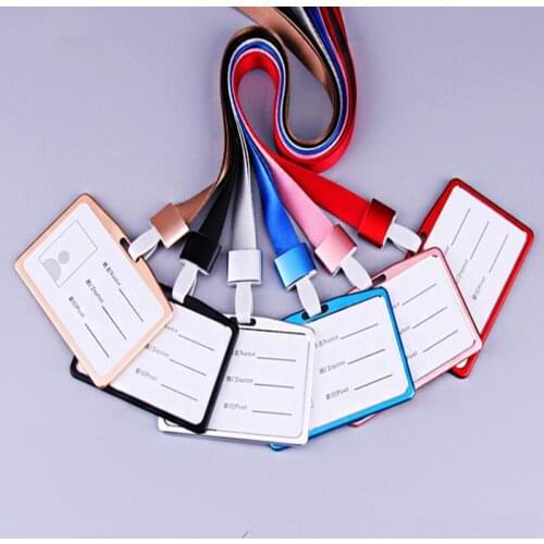 Aluminum Alloy Name Business Work Identit Card Holder Student Bus ID Card Lanyard for id badge Women Men Credit Card Holders