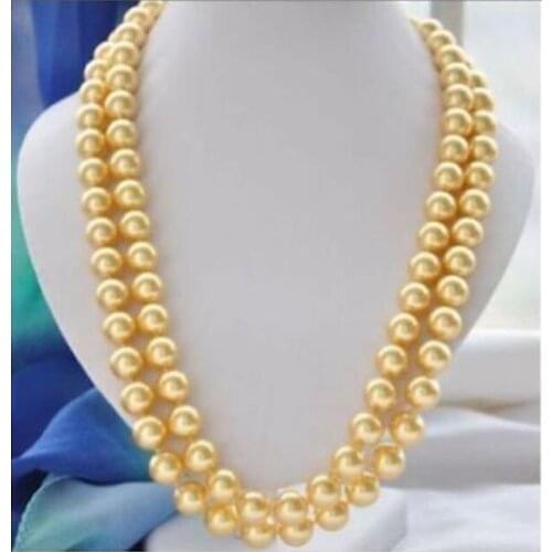 LONG AAA 9-10 MM SOUTH PEARL NECKLACE 35" Yellow CLASP