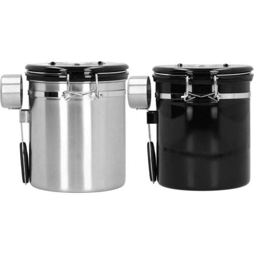 Stainless Steel Airtight Coffee Container Storage Canister Set Coffee jar Canister With Scoop For Coffee Beans Tea Home1.5L/1.8L