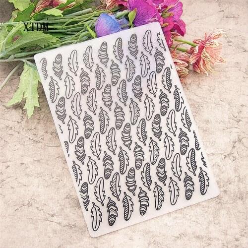 HOT plastic feather template village craft card making paper card album wedding decoration clip Embossing folders
