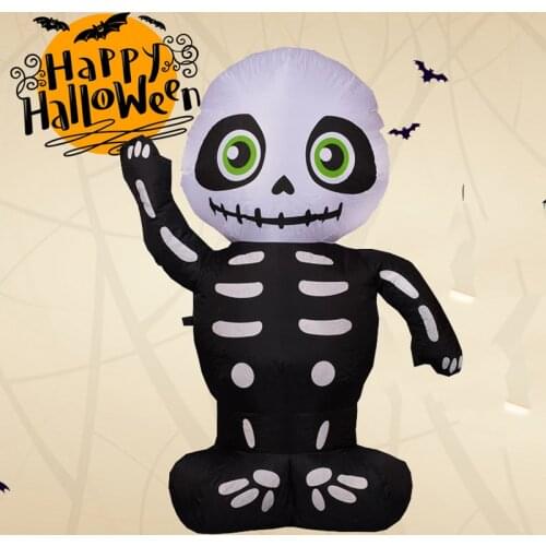 Halloween Inflatables Skull Skeletons with Pumpkin Ghost LED Lights Air Blow Up Halloween Party Scary Decorations Outdoor Toys