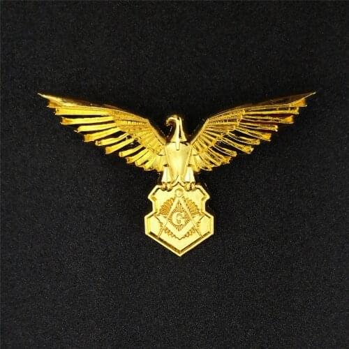 Classic Gold Plated Eagle Masonic Brooch for Men Women Suit Skirt Brooches Pin Eagle Brooch Masonic Jewelry Fashion Accessories