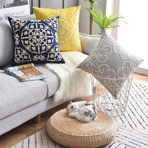 50x50cm Classical Embroidered Sofa Pillow Case Cotton Linen Sofa Cushion Cover Pillowcases Without Core Home Sofa Seat Decor