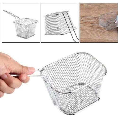 New Steel Metal Basket Serving Food Presentation Cooking Tools French Fries Basket Mini Fry Storage Kitchen Housewa