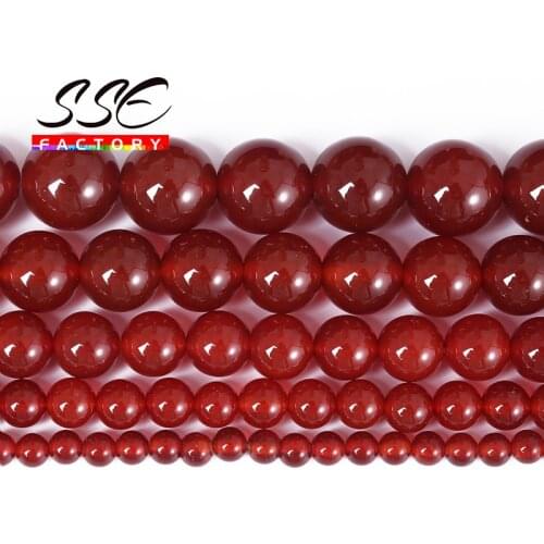 5A Natural Red Agates Round Loose Beads Natural Onxy Stone Bead 15" Strand 4mm 6 8 10 12 14 16MM DIY Bracelet For Jewelry Making