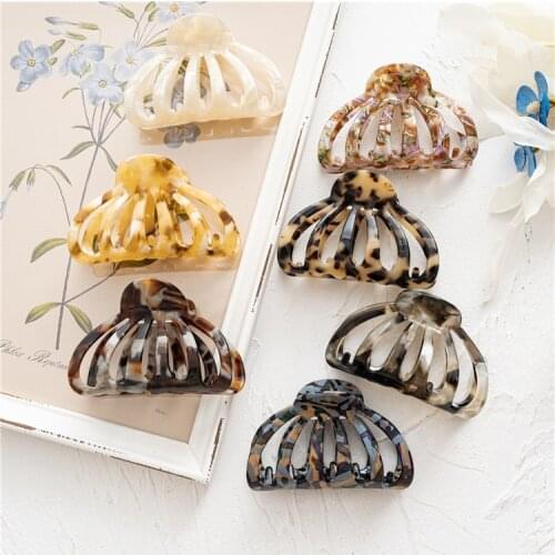 Summer New Large Hollow Acetate Version Grip Women Leopard Print Updo Hair Clip Head Accessories