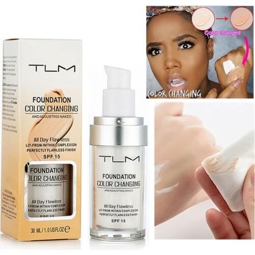 30ML TLM Foundation Color Changing Makeup Base Nude Face Full Cover Matte Concealer Long Lasting Make Up Liquid Foundation Cream