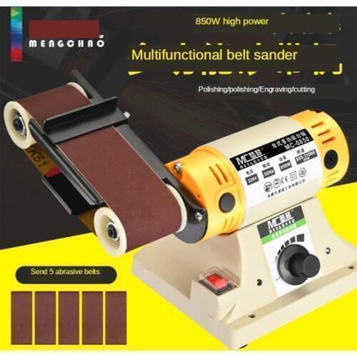 Mini abrasive belt machine small desktop knife sharpener polishing machine diy household electric grinder mini V blade machine