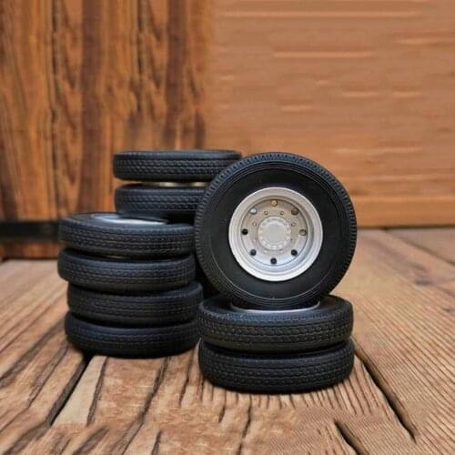 4pcs/set 1/24 scale tyre model diecast alloy truck rubber wheel model modified semi-trailer truck tire accessories model display