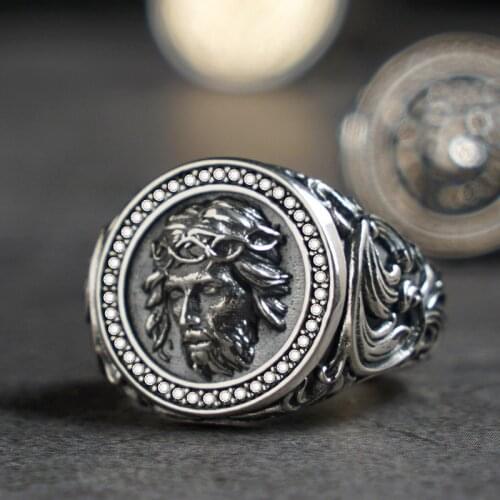 The Jesus Christ Silver rings for man Vintage Sheridan pattern fashion jewelry hippop street culture