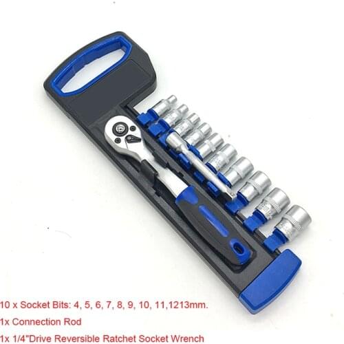 12pcs 1/4" 4-13mm Hexagons Set of Socket Torque Wrenches With Ratchet Hand Tools for Car Kit Hex Socket Wrench D4103