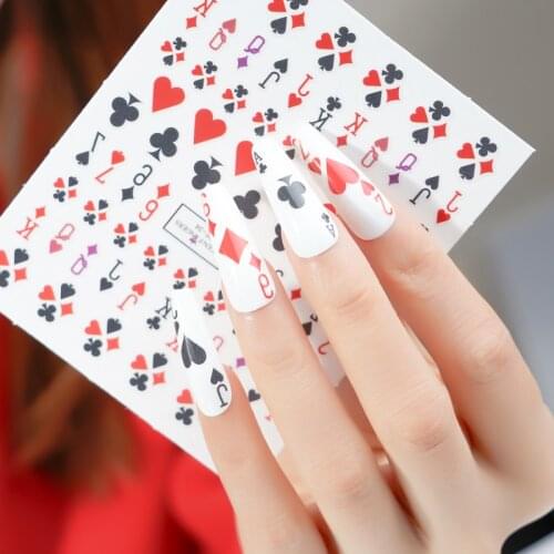 2021 New 3D Nail Art Stickers Tide brand suits Colorful Playing Card Image Nails Stickers For Nails Sticker Decorations Manicure