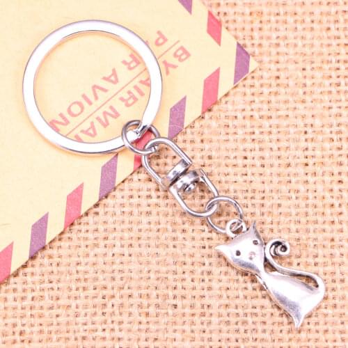 New Fashion Keychain 25x12mm cat Pendants DIY Men Jewelry Car Key Chain Ring Holder Souvenir For Gift