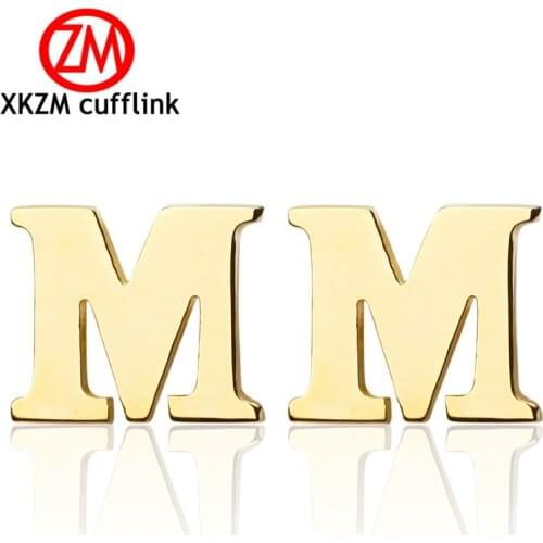Wholesale Mens Cuff Links golden letter M Cuff Link CUSTOM Cufflinks Men Accessories men cufflinks high quality button