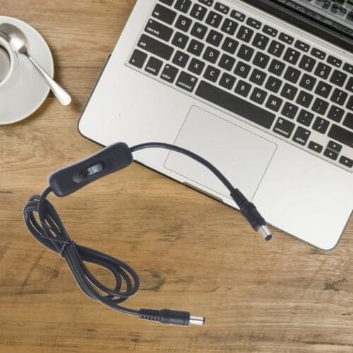 270B Portable 5.5x2.1mm Power Cable Compatible with Male to Male Power Cord with Switch for CCTV/LED/ Car/ Monitors Etc