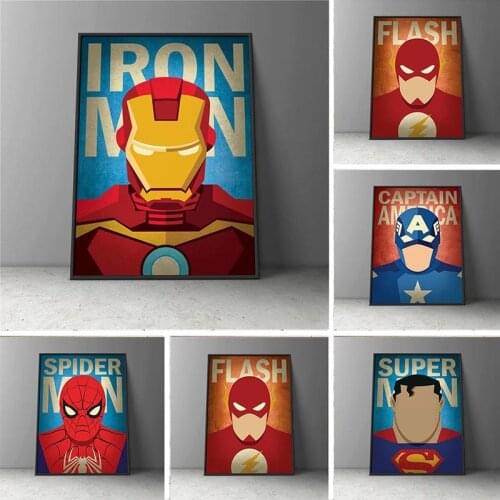 Disney Self-adhesive Wall Sticker Marvel Avengers Superhero Posters and Prints Wall Art Pictures for Living Kid Room Decor