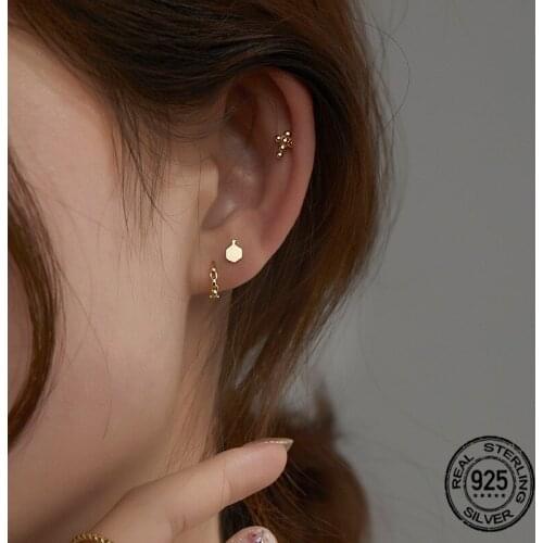 Hexagonal Cross Stud Earrings For Women S925 Silver Needle Geometric Retro Korea Fashion Punk Hot Lady Party Gift Jewelry INEFFA