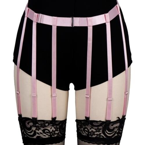 Body Harness Garter Leg Pink Elastic Goth Waist Suspender Adjust Cage Stockings Buckle Accessories Sexy Lingerie Belts Plus Size