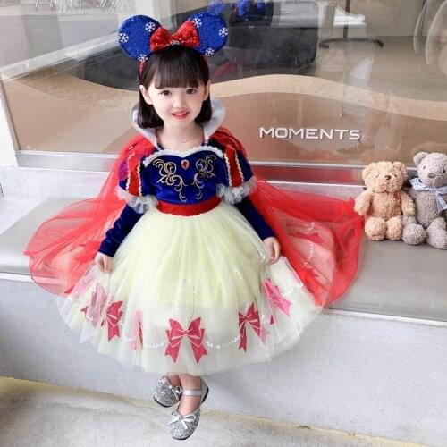 Tonlinker Girls Party Princess Dresses Prom Velvet Puff Sleeves Mesh Fancy Dress Halloween Deluxe Carnival Cosplay Costume