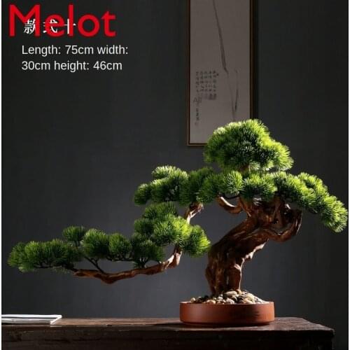 Solid Wood Root Decorations Artificial Greeting Pine New Chinese Style Bonsai Decoration Living Room Entrance Home Greenery