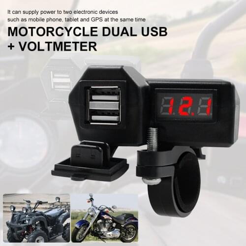 USB Charger Motorcycle Quick Charge Plug Kit Voltage Display Cable Switch On/Off Waterproof Dual Usb 12V 24V 3.1A Drop Ship