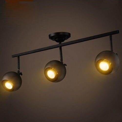 Vintage Ceiling Light LED Black Iron Ceiling Lamp Industrial clothing Track Lamp retro rail potlights luminaria Fixture Light