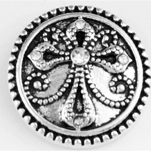 XH7434 Vintage cross Metal 18mm Snap button fit snap bracelet For Women