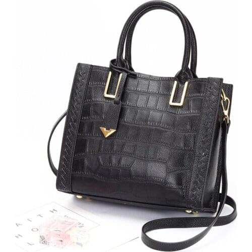 Alligator Pattern Genuine Leather Crossbody Bags For Women Chain Female Shoulder Handbags Fashion Purses Travel Top-Handle Bags