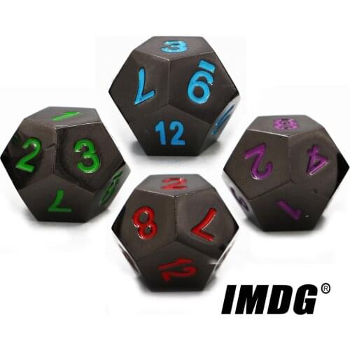 1pcs D12 Polyhedron RPG Dice 12-sides Accessories Metal Dice DND Black Color Digital Game Dice
