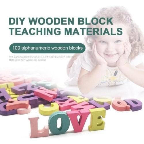 100pcs Diy Wooden Block Teaching Materials Handmade Alphabet Decoration Party Diy Numbers Gift Teaching Craft Materials
