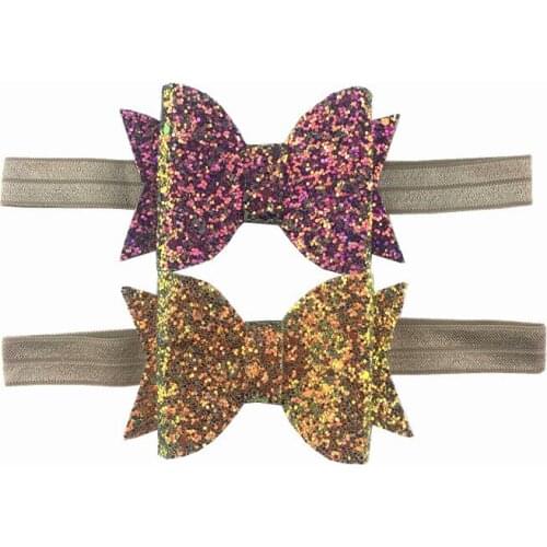 20 pcs/ lot , 9*5.5cm hot sale girl and women Glitter colorful sequins bow headband with 15 colors