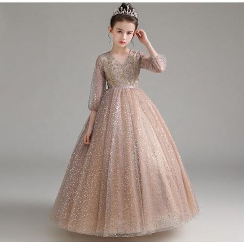 2020 Flower Girl Wedding Evening Beaded Formal Party High End Dress Lace Kids Dresses For Girls Princess Dress Teenage Vestidos
