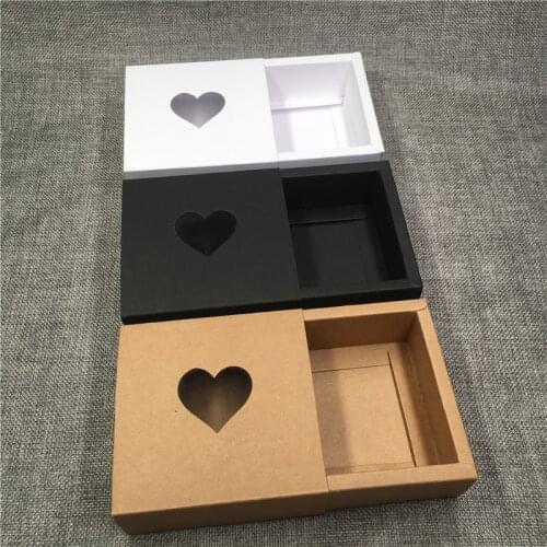 30Pcs/Lot Plain DIY Kraft Paper Drawer Box Tricolors For Gift Packaging Square Blank Present Case Festival Decoration Boxes Case