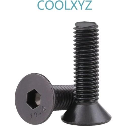 10.9 Level Black Hex socket Flat Head Bolts KM DIN7991 Countersunk Head Hexagon Socket Machine Screw M8 m10 m12 m16 5Pcs