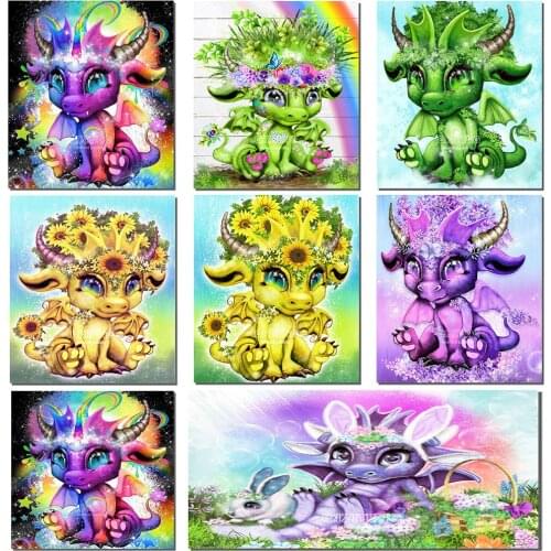 5D Diamant Schilderij Cartoon Eenhoorn Leuke Draak Kruissteek Diy Strass Borduren Thuis Kinderen Decoratie Muurschildering Gift