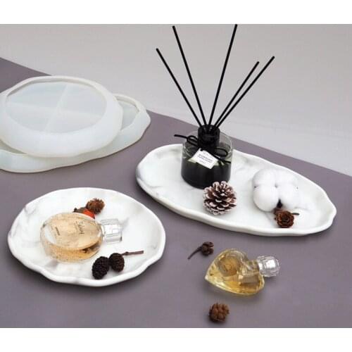 Concrete Irregular Tray Molds Silicone Plaster Coaster Molds Bathroom Storage Holder Tray Molds Necklace Holder Resin Molds