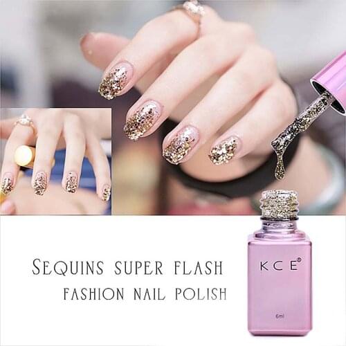 6ml Glitter Soak Off UV Led Gel Nail Polish Base and Top Coat Sequins Series DL