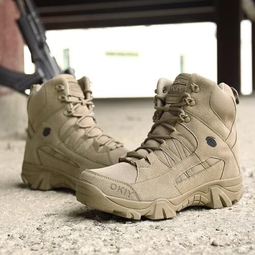 Men tactical army combat boots outdoor hiking trekking hunting climbing waterproof ankle boots plus size desert shoes 39-46