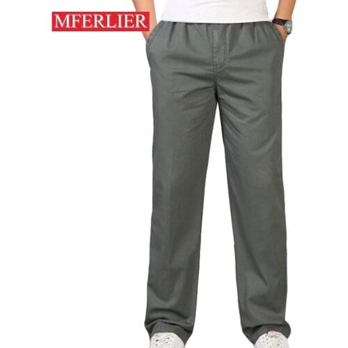 MFERLIER Thin style Spring Summer pants men size L-6XL Long Casual men pants 4 Colors
