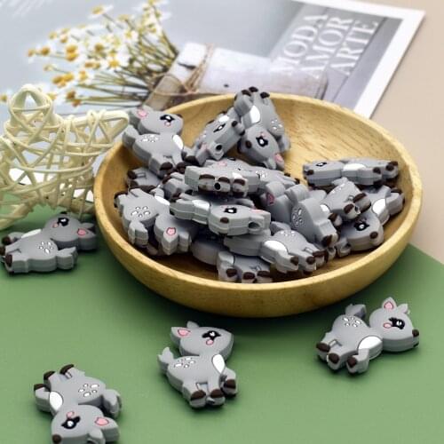 5pcs Baby Silicone Teether Beads Rodent Animal Pacifier Pendant BPA Free Silicone Teething Beads Chewble Newborn Biter Products