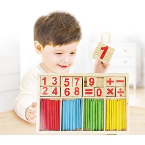 Wooden Counting Sticks Educational Wooden Toys Mathematical Montessori For Children Toy Intelligence Building I2K6