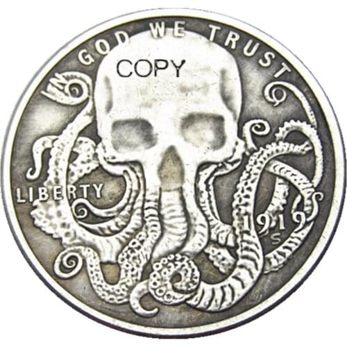 HB(107)Hobo USA Morgan Dollar skull zombie skeleton Silver Plated Copy Coins