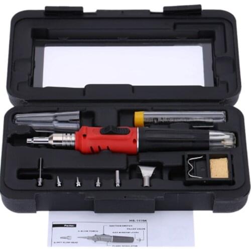 HOTERY HS-1115K Soldering Iron Professional 10 in 1 Soldering Iron Set Butane Gas Soldering Iron Set 26ml Welding Torch Kit Tool