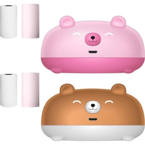 Pocket Mini Bear Printer Bluetooth Wireless Thermal Printer Support Android iOS APP for Pictures Receipts Notes Lists Messages