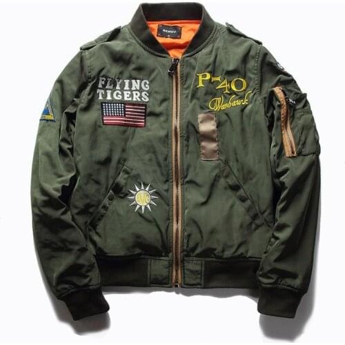 Spring Autumn MA1 Pilot Bomber Jacket Men Thin Military Army Flying Tigers Cool Baseball Flight Jackets Plus Size M-5XL