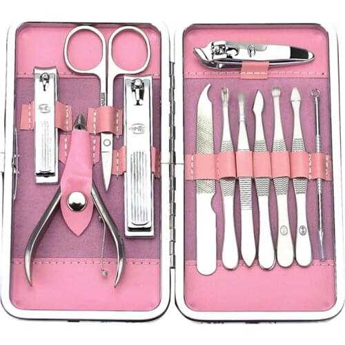 12pcs/set New Manicure Nail Clippers Pedicure Set Portable Travel Hygiene Kit Stainless Steel Nail Care Cuticle Clipper Tool
