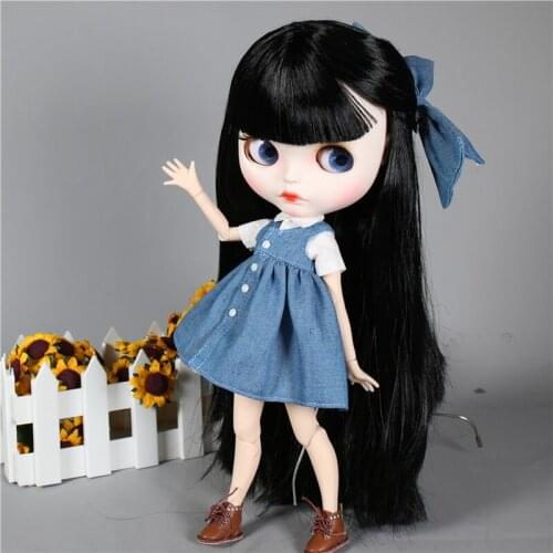 ICY DBS blyth doll 1/6 bjd white skin joint body black hair matte face eyebrows custom doll 30cm toy anime girls gift