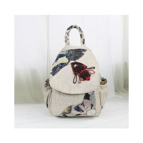 Fashion national string appliques women shopping backapcks!Nice prints lady casual Cover backrack Top All-match canvas backruck