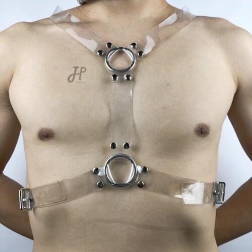 Mens Harness Belt Transparent Strap Gay Fetish Clothes for BDSM Rave Bondage Erotic Punk PVC Lingerie Sexy Chest Harness Strap