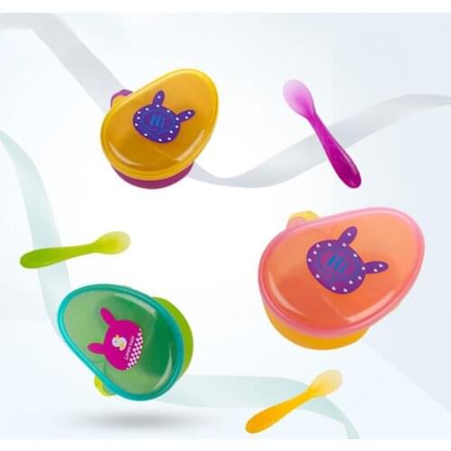 2 Pcs/Set Infants Food Supplement Bowl Tableware Set Baby Plastic Feeding Dishes With Spoon Kids Portable Food Training Bowl New